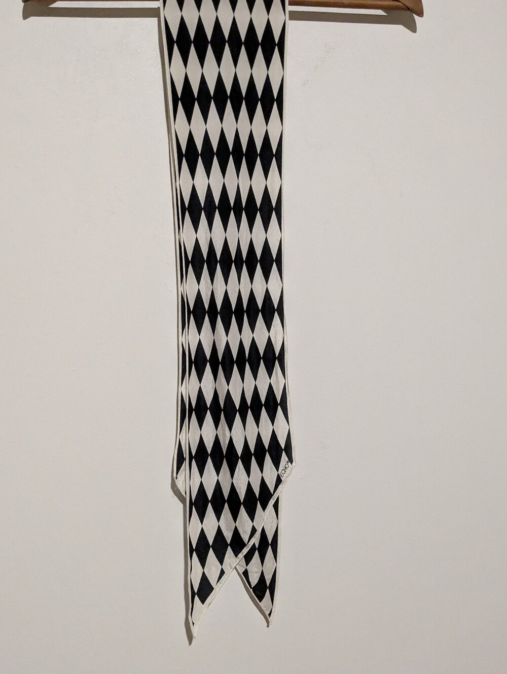 Echo Vintage Harlequin Check Black And White Oblong Scarf 58" x 7"